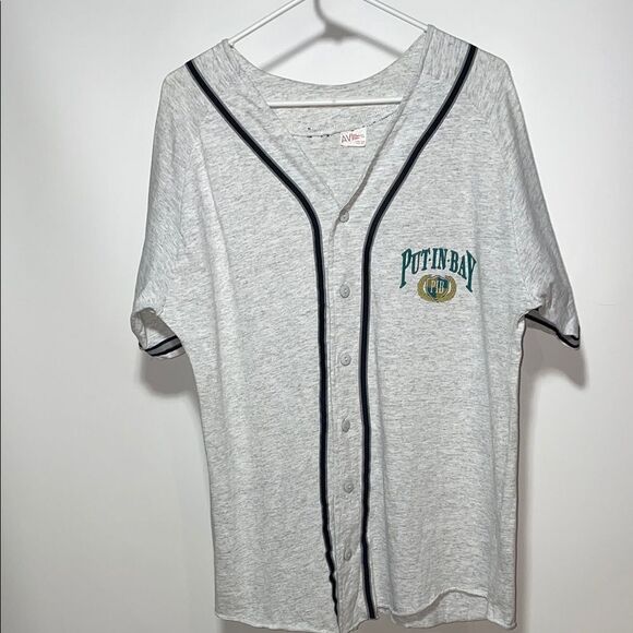 Put in bay Gray Button-Up Baseball Jersey - Picture 1 of 7